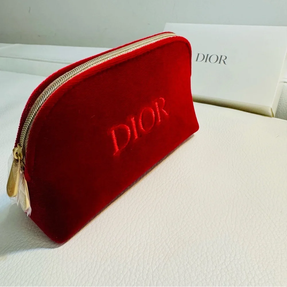 Dior red velvet pouch for holidays